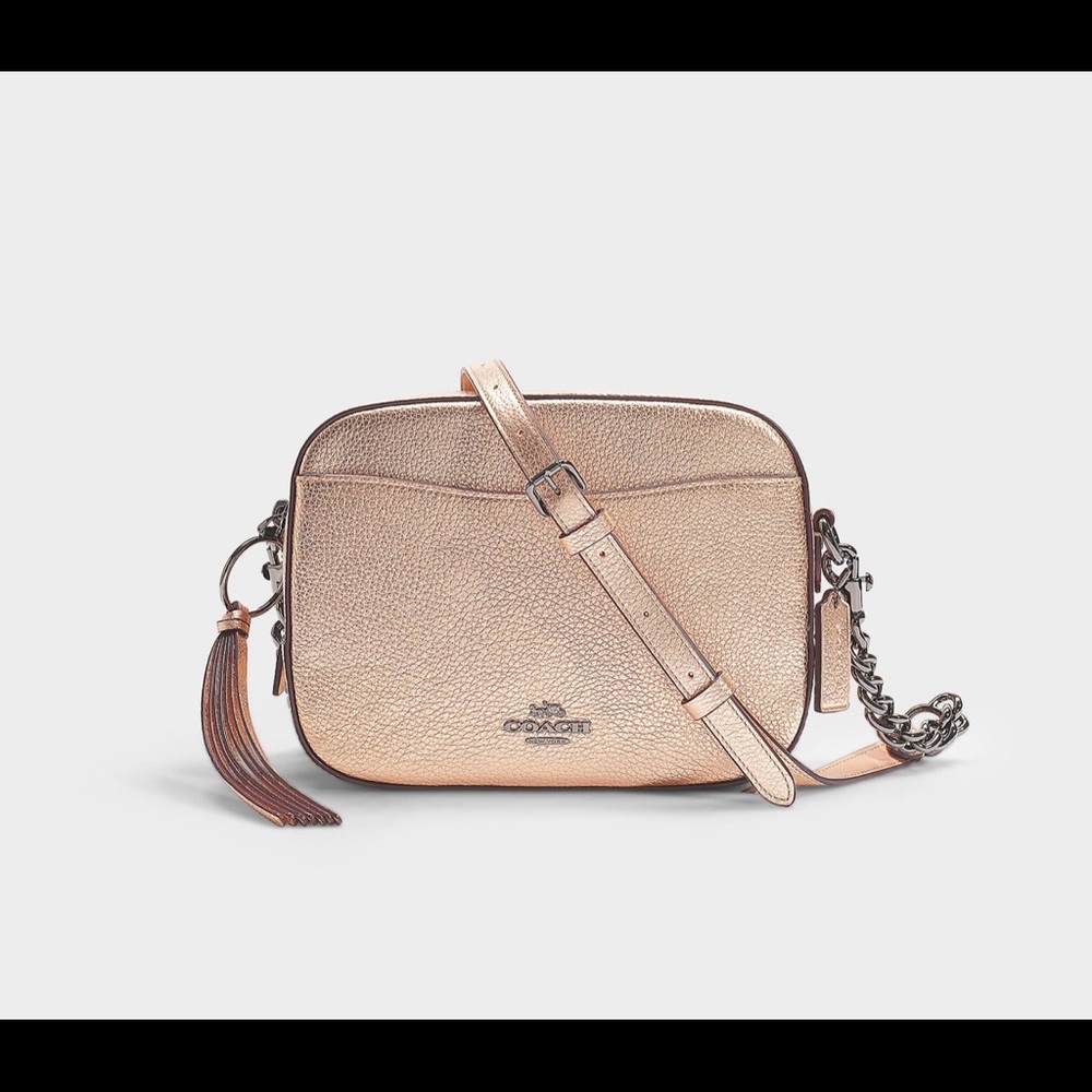 Coach Crossbody Metallic Camera Bag Rose Gold